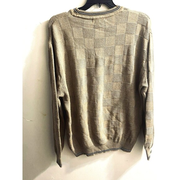 Fairway Outfitters Golf Sweater Men L Brown Textured Checks Golf Club Graphics - Picture 3 of 16